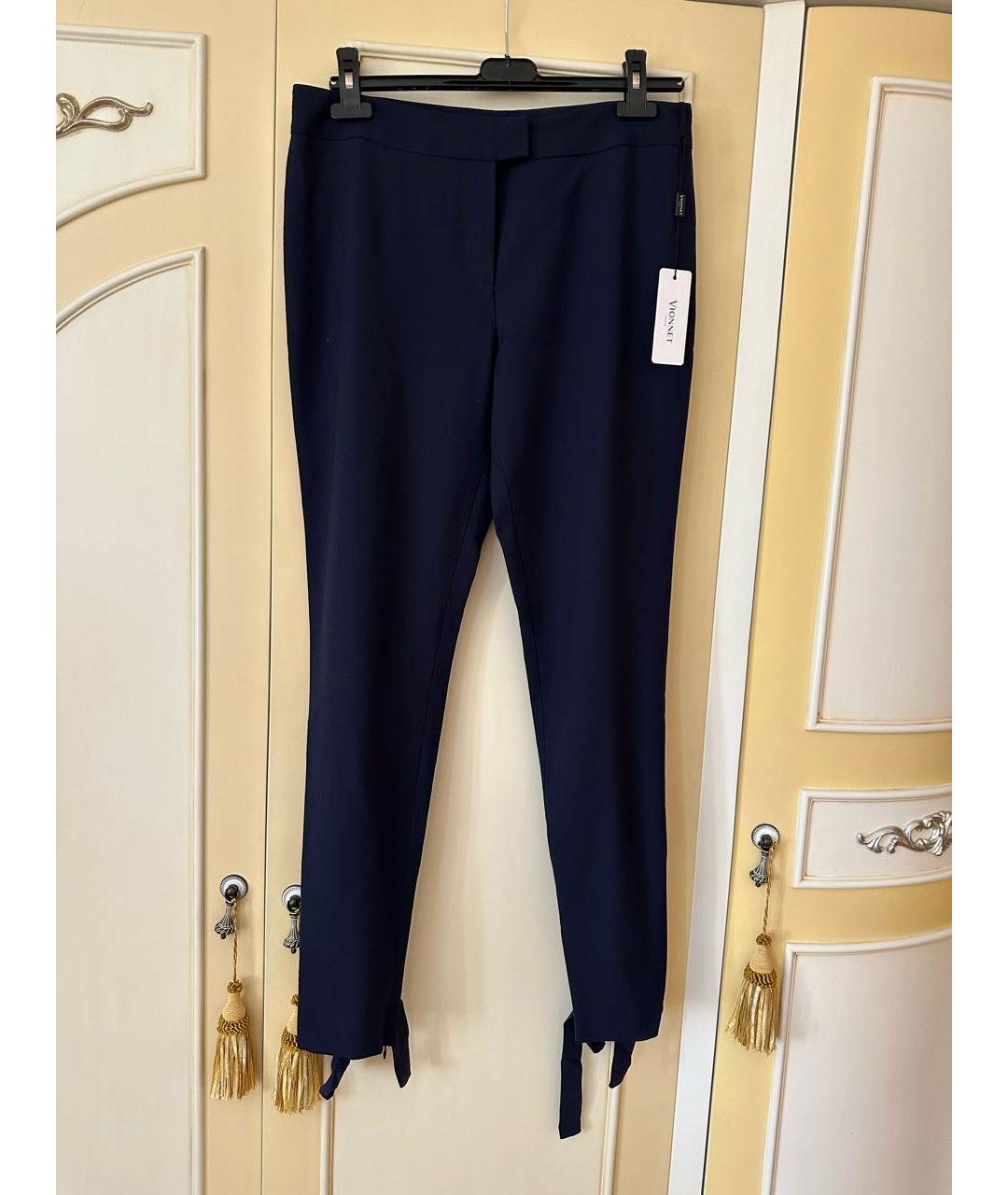 VIONNET Темно-синие шерстяные прямые брюки, фото 6