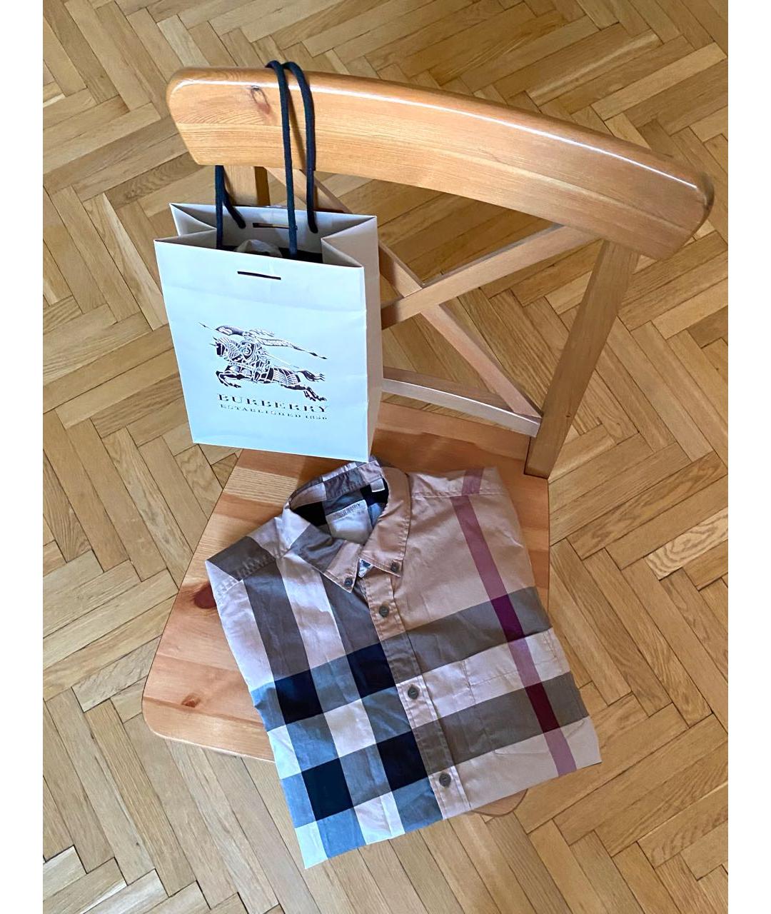 BURBERRY Бежевая хлопковая кэжуал рубашка, фото 5