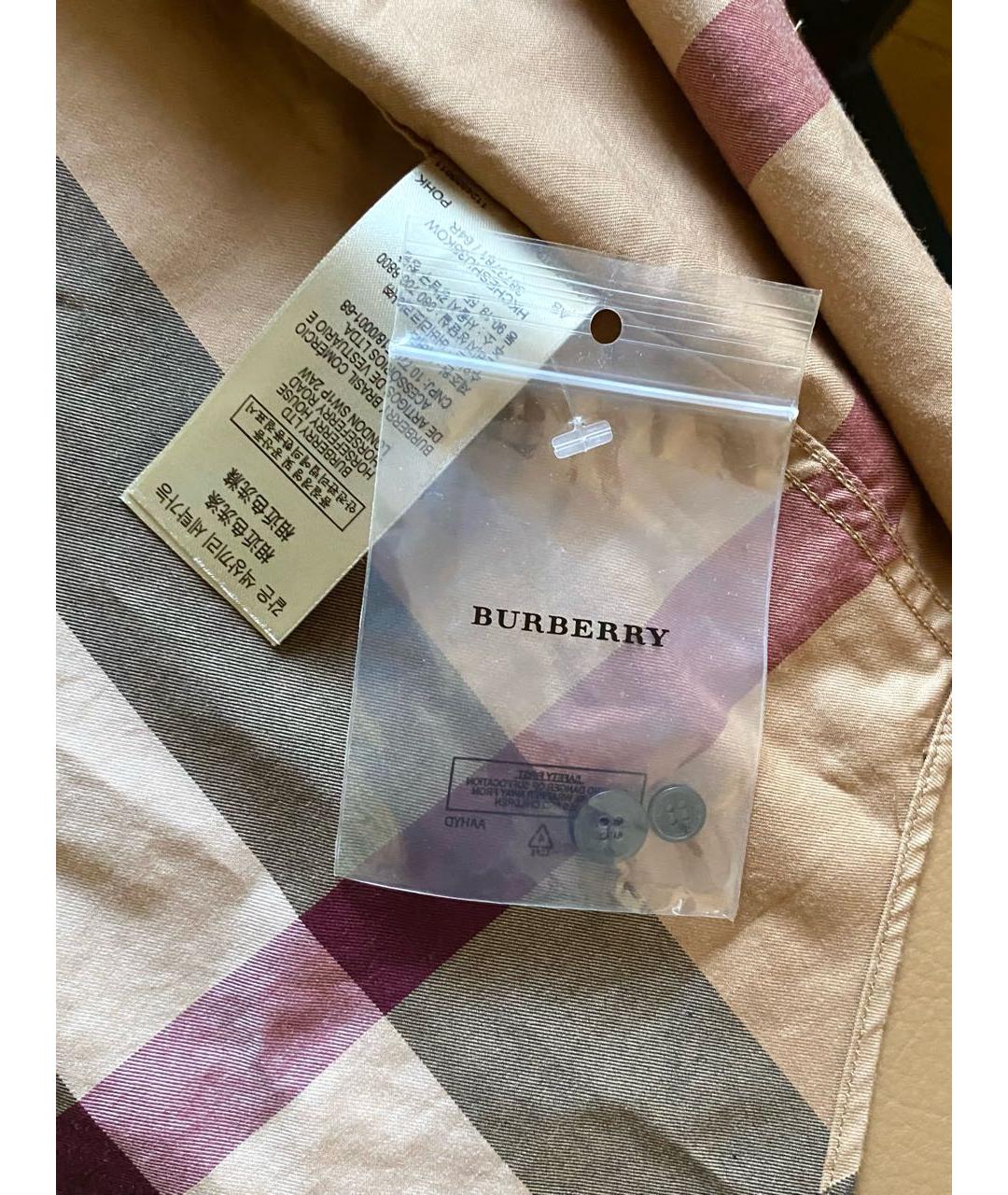 BURBERRY Бежевая хлопковая кэжуал рубашка, фото 3