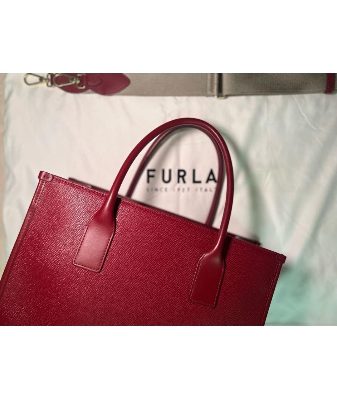 FURLA Бордовая кожаная сумка тоут, фото 3
