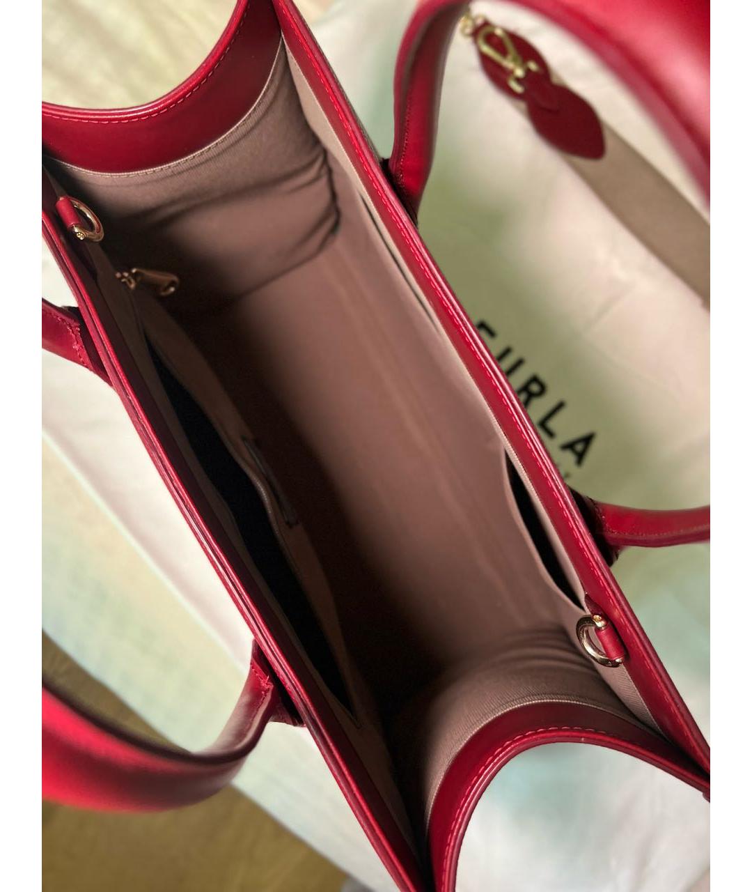 FURLA Бордовая кожаная сумка тоут, фото 4