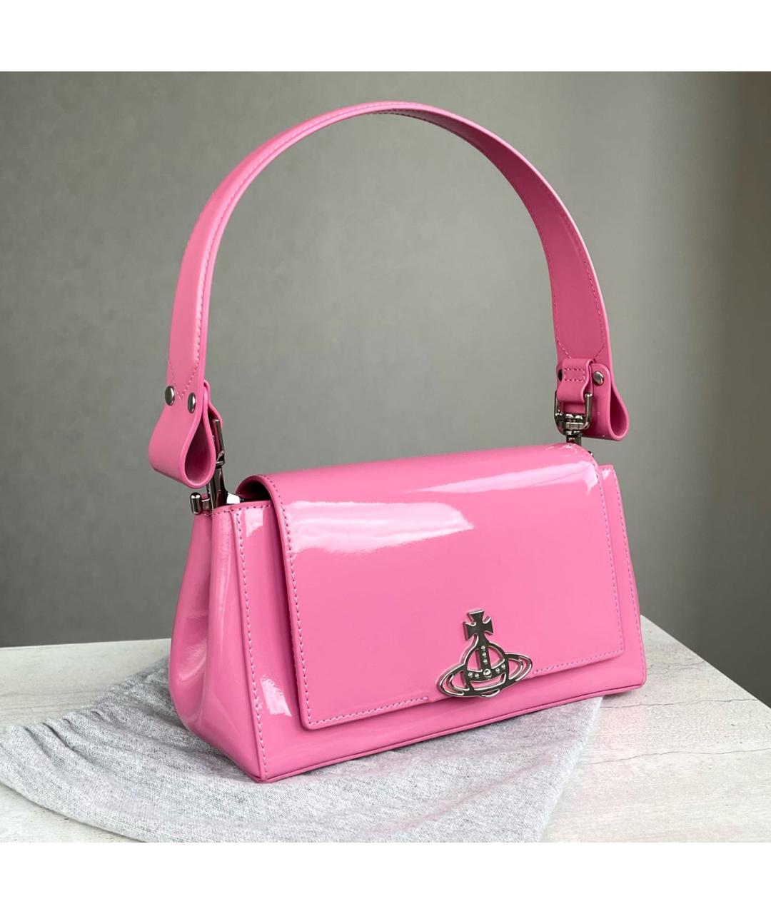 VIVIENNE WESTWOOD Розовая кожаная сумка с короткими ручками, фото 2