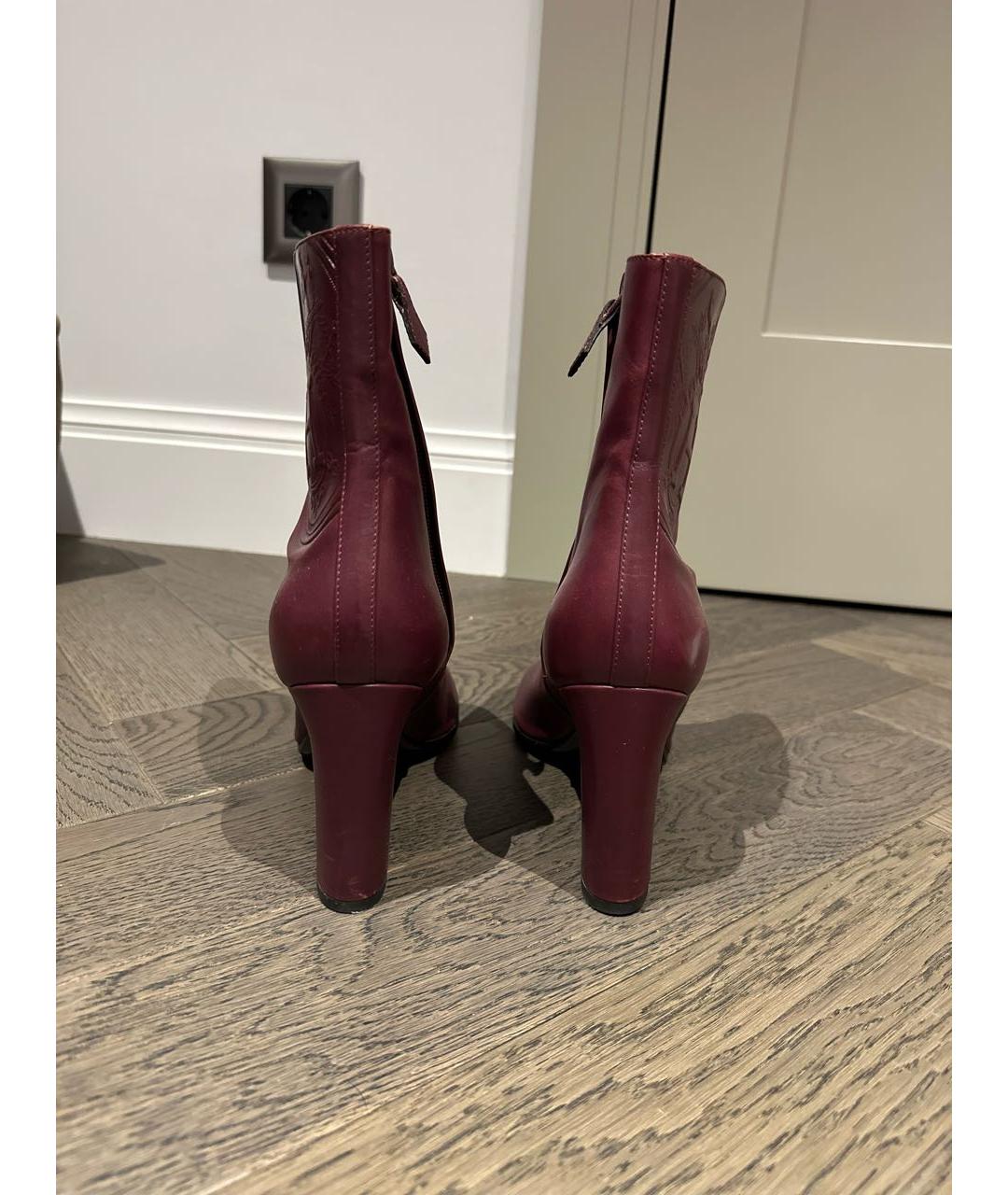 HERMES Бордовые кожаные полусапоги, фото 4