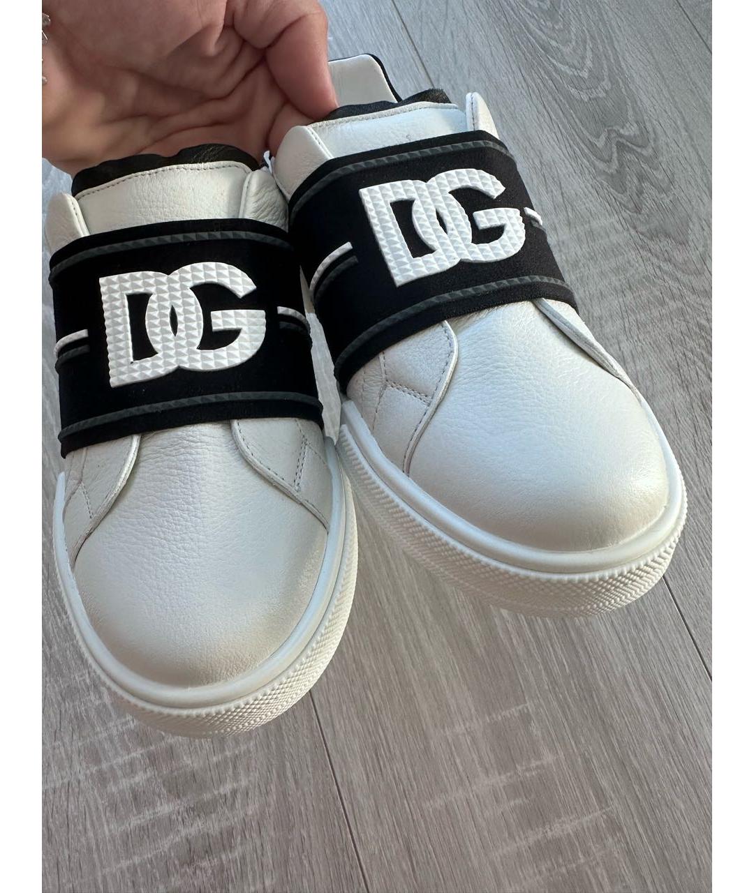 DOLCE&GABBANA Белые кожаные кеды, фото 3