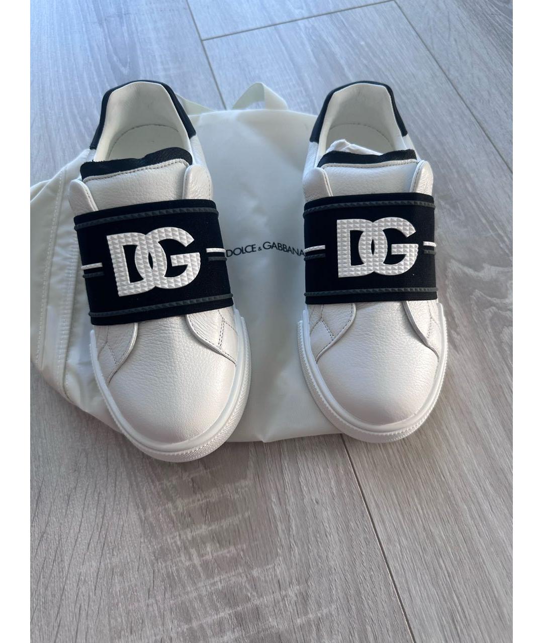 DOLCE&GABBANA Белые кожаные кеды, фото 7