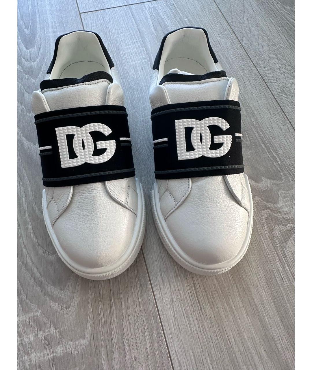 DOLCE&GABBANA Белые кожаные кеды, фото 4