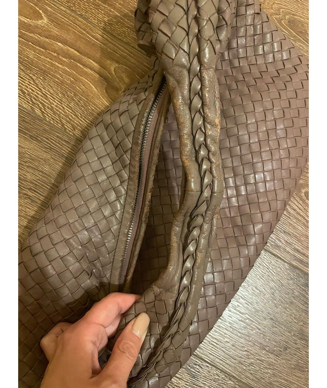 BOTTEGA VENETA Бежевая кожаная сумка тоут, фото 7