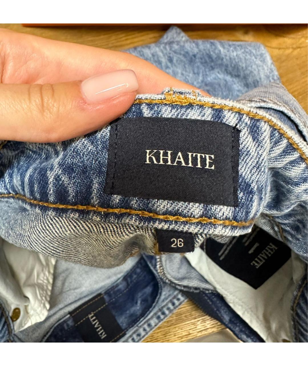 KHAITE Голубые хлопковые прямые джинсы, фото 5