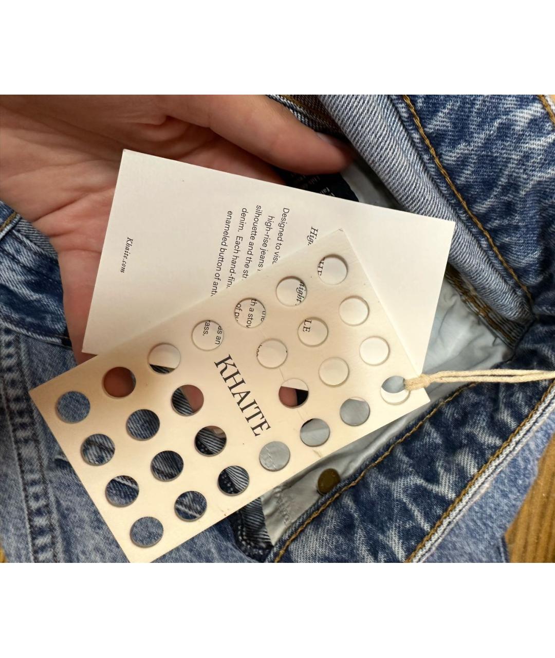 KHAITE Голубые хлопковые прямые джинсы, фото 7