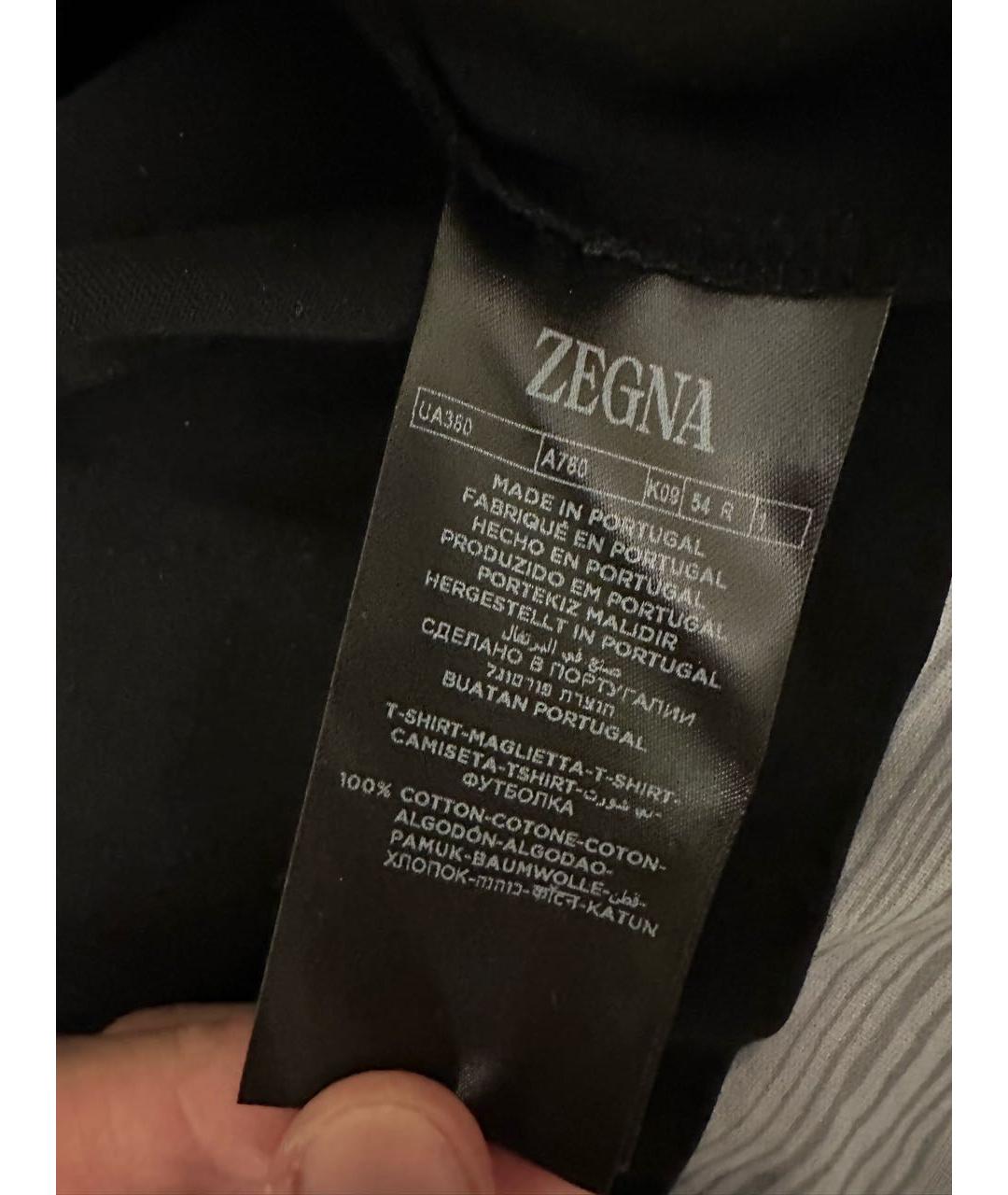 Zegna Черная хлопковая футболка, фото 4