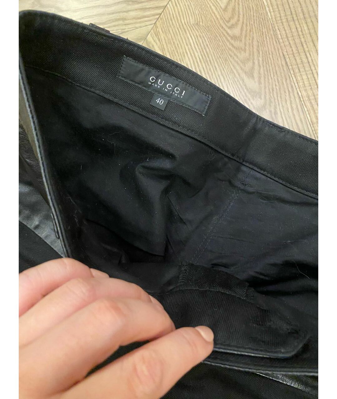 GUCCI Черные кожаные прямые брюки, фото 4