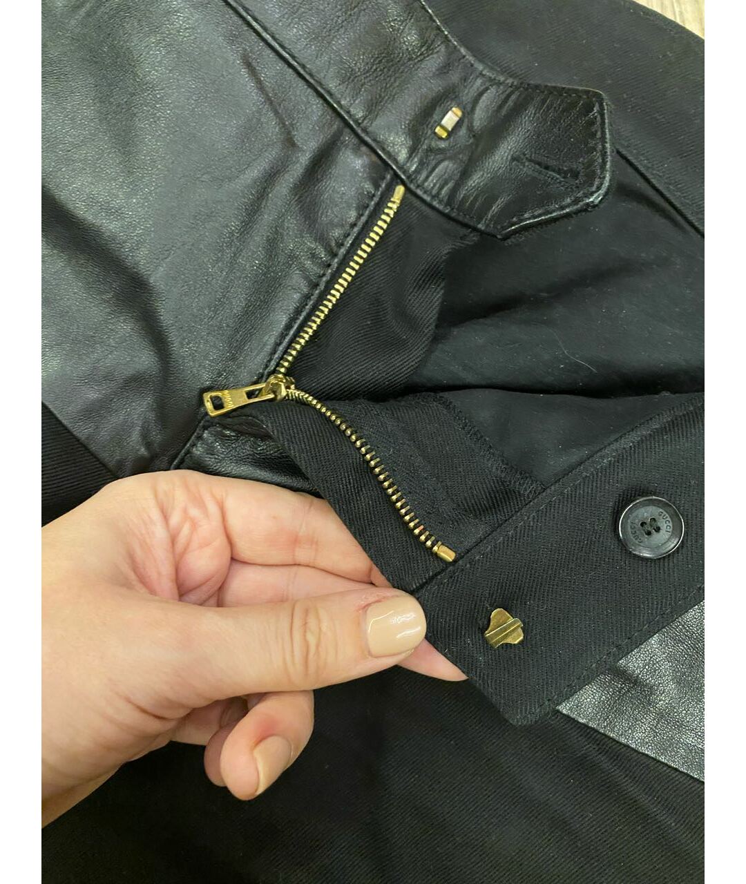 GUCCI Черные кожаные прямые брюки, фото 3