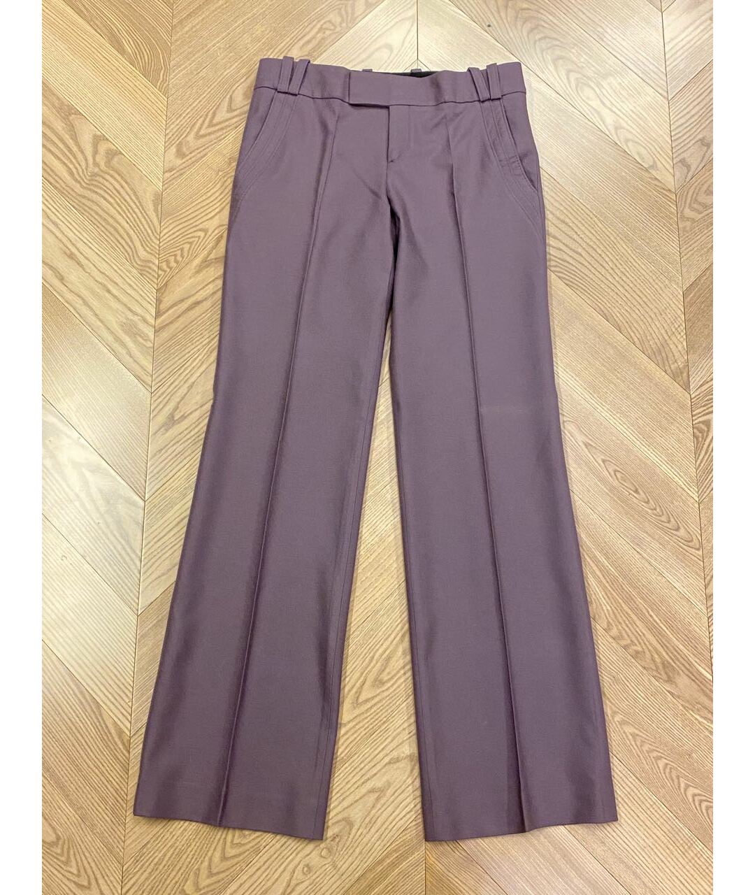 GUCCI Фиолетовые шерстяные прямые брюки, фото 5