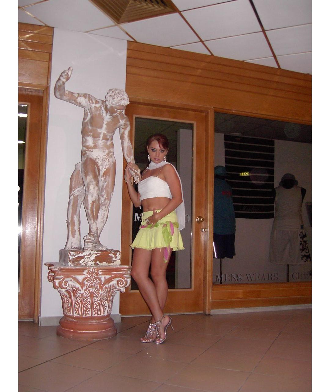 EMANUEL UNGARO Салатовая хлопковая юбка мини, фото 6