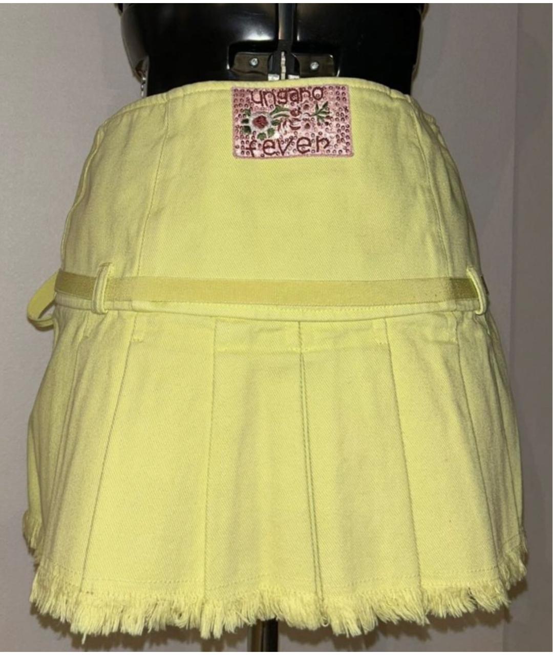 EMANUEL UNGARO Салатовая хлопковая юбка мини, фото 2