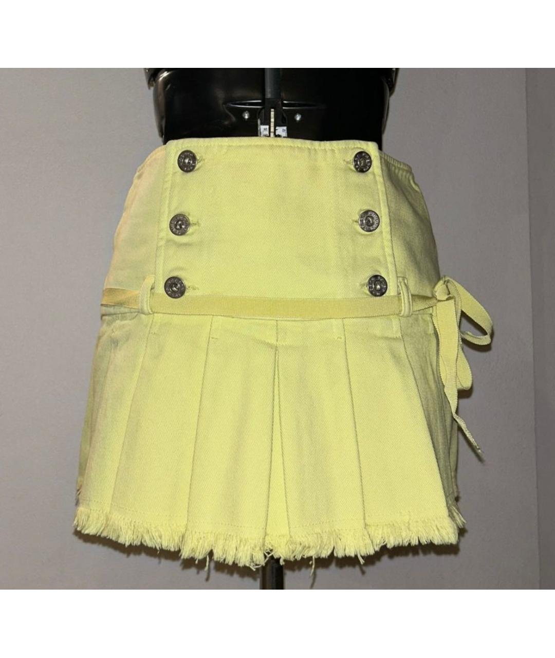 EMANUEL UNGARO Салатовая хлопковая юбка мини, фото 7