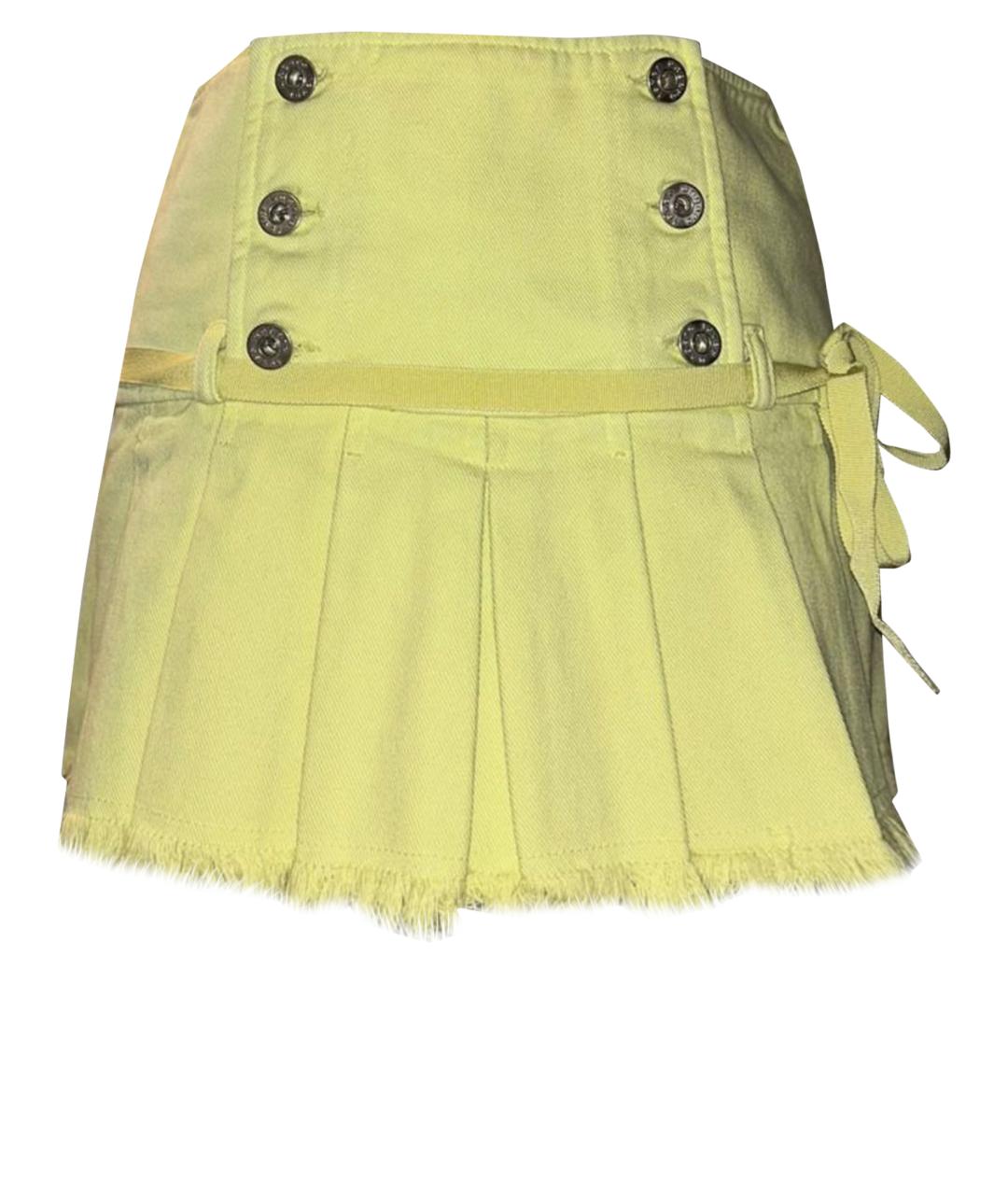 EMANUEL UNGARO Салатовая хлопковая юбка мини, фото 1