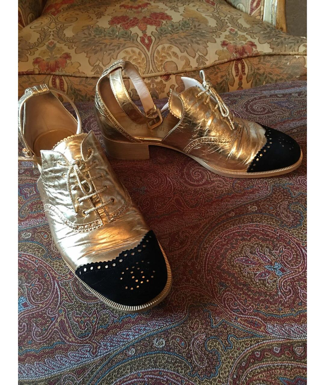 CHANEL PRE-OWNED Золотые кожаные сандалии, фото 5