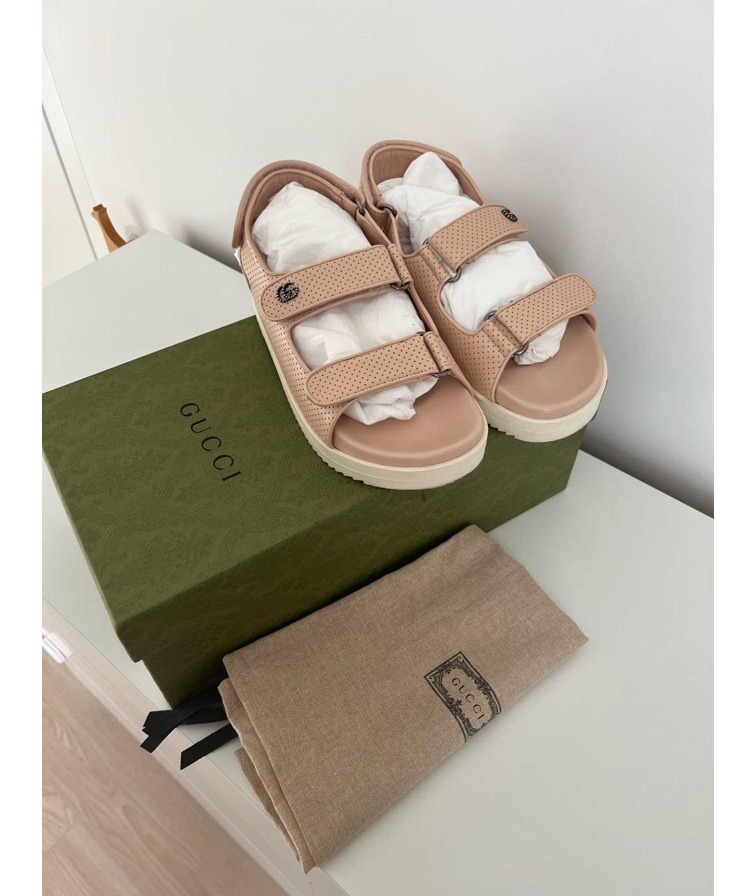 GUCCI Розовые кожаные сандалии, фото 5