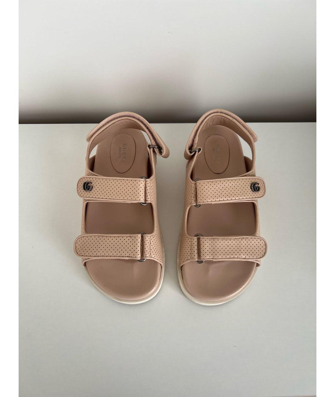 GUCCI Розовые кожаные сандалии, фото 2