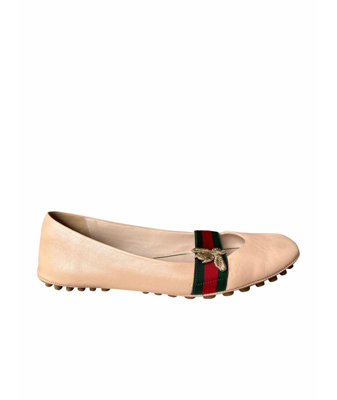 GUCCI Коралловые кожаные балетки, фото 1