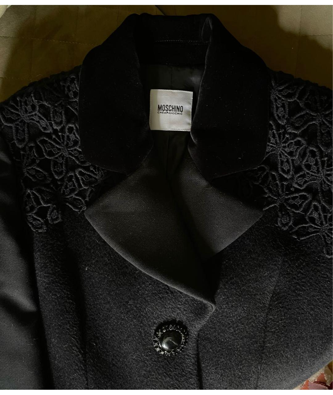 MOSCHINO Черное шерстяное пальто, фото 3