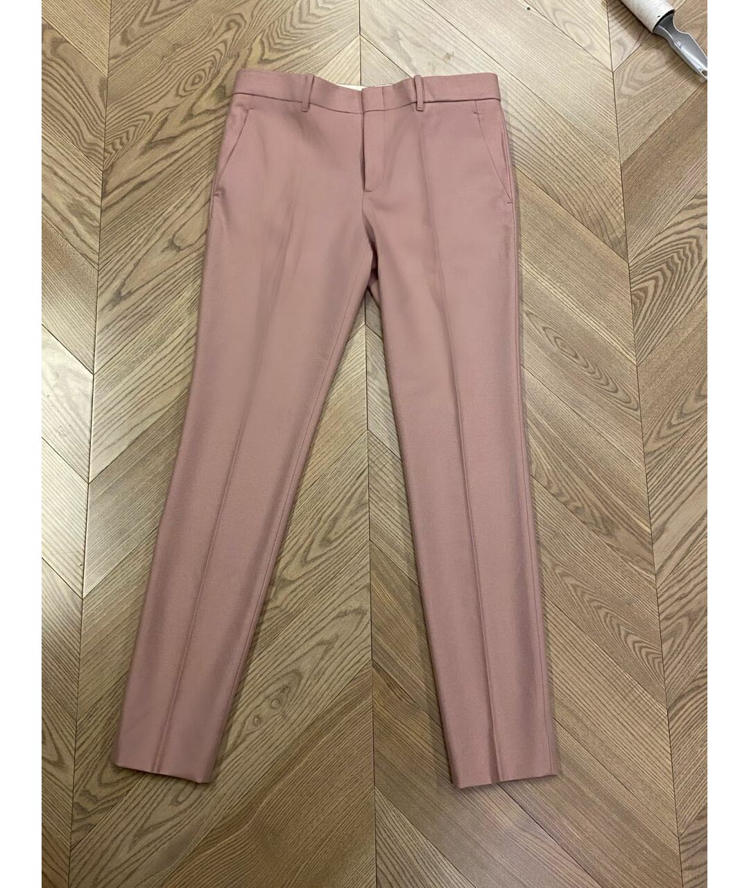 GUCCI Розовые шерстяные прямые брюки, фото 5