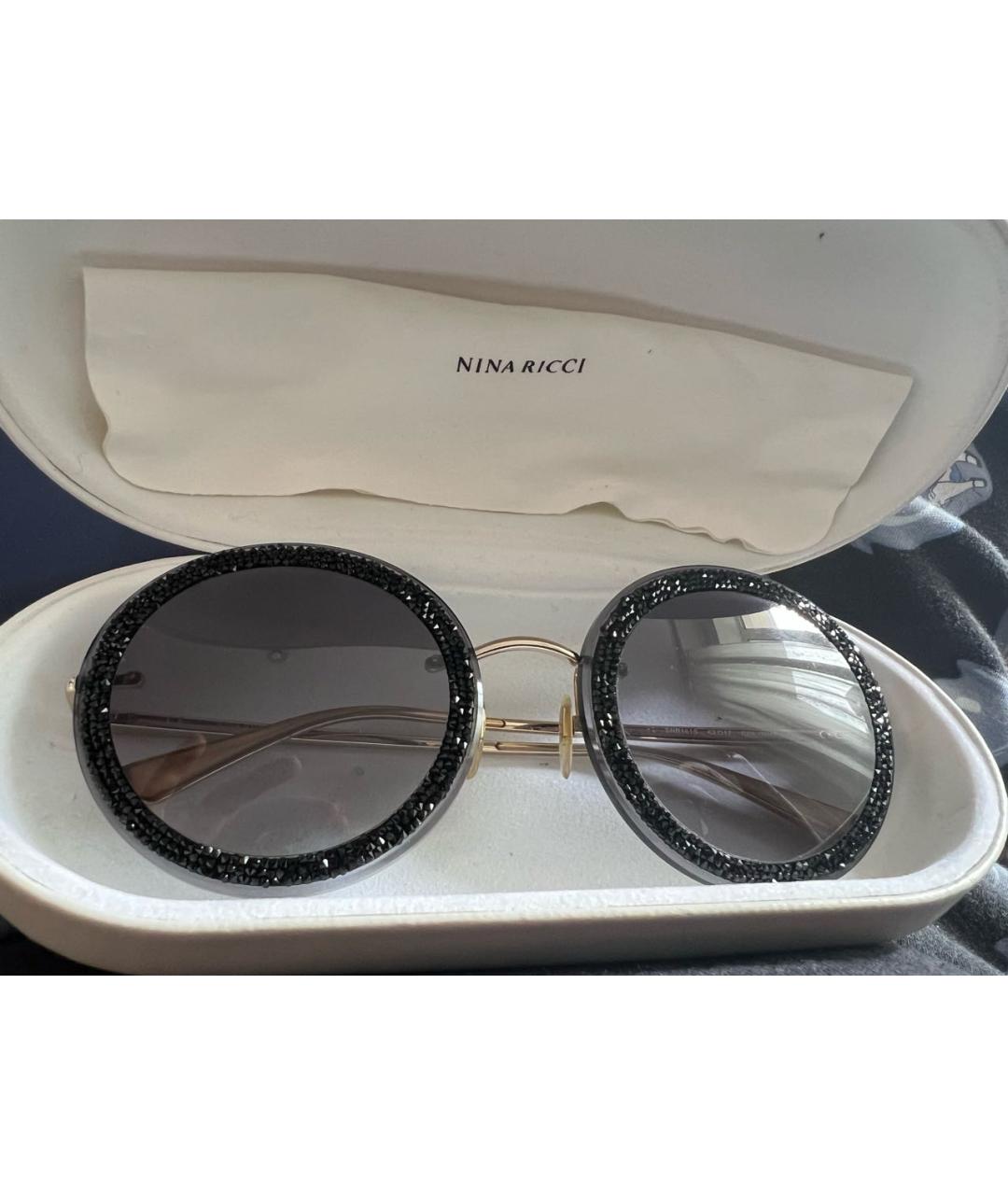 NINA RICCI PRE-OWNED Черные металлические солнцезащитные очки, фото 5