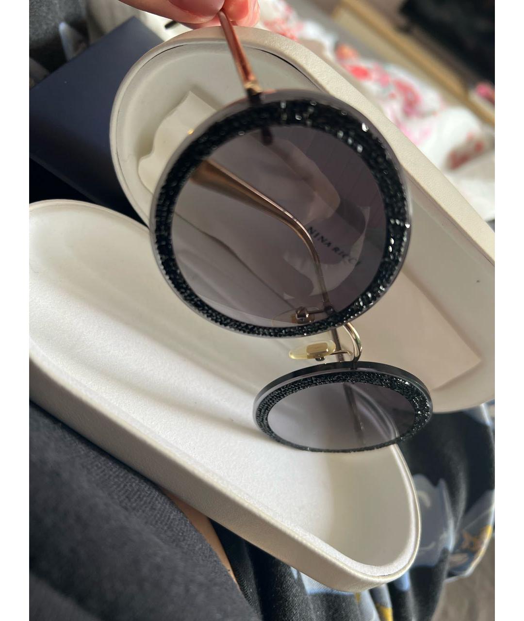 NINA RICCI PRE-OWNED Черные металлические солнцезащитные очки, фото 3