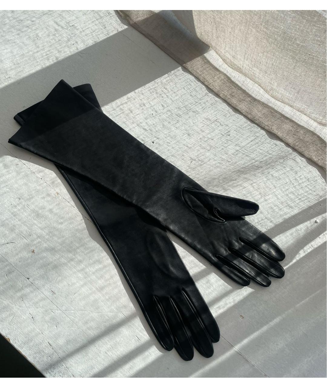 SERMONETA Черные кожаные перчатки, фото 2
