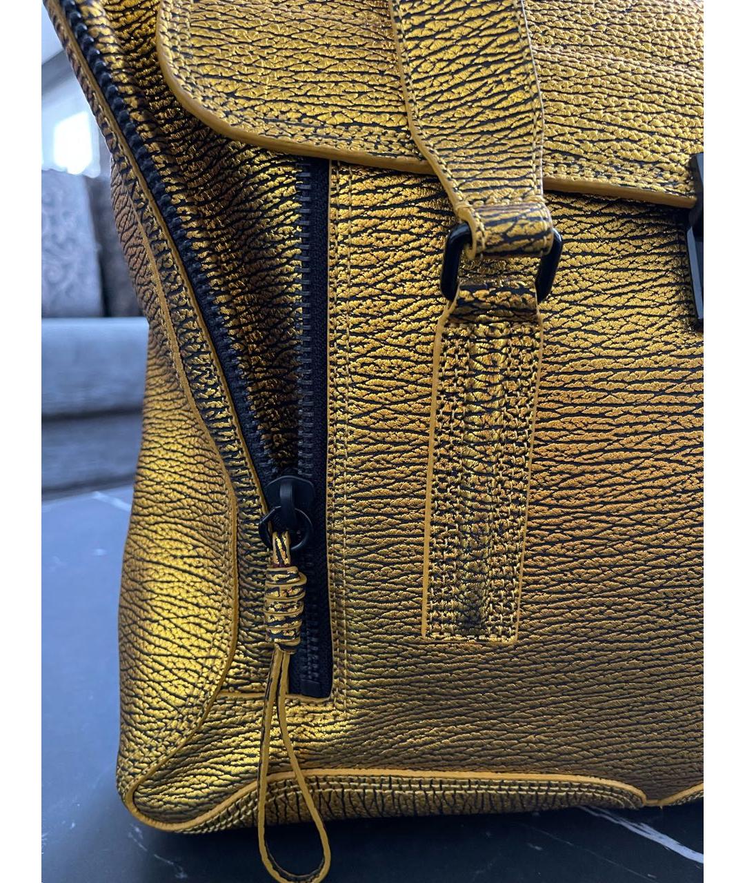 3.1 PHILLIP LIM Золотая кожаная сумка с короткими ручками, фото 4