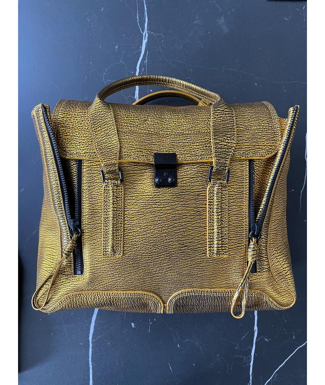 3.1 PHILLIP LIM Золотая кожаная сумка с короткими ручками, фото 9