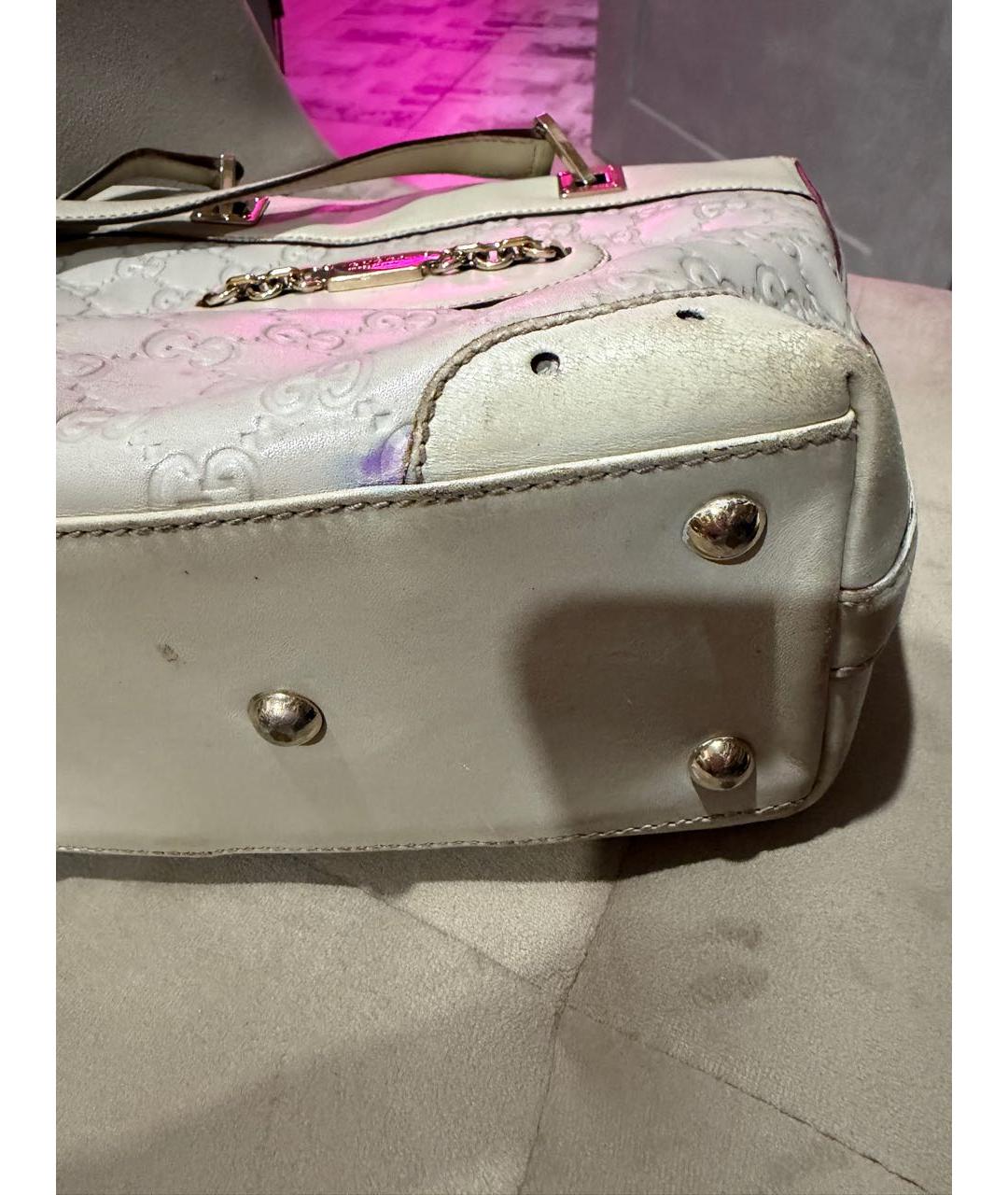 GUCCI Бежевая кожаная сумка с короткими ручками, фото 7