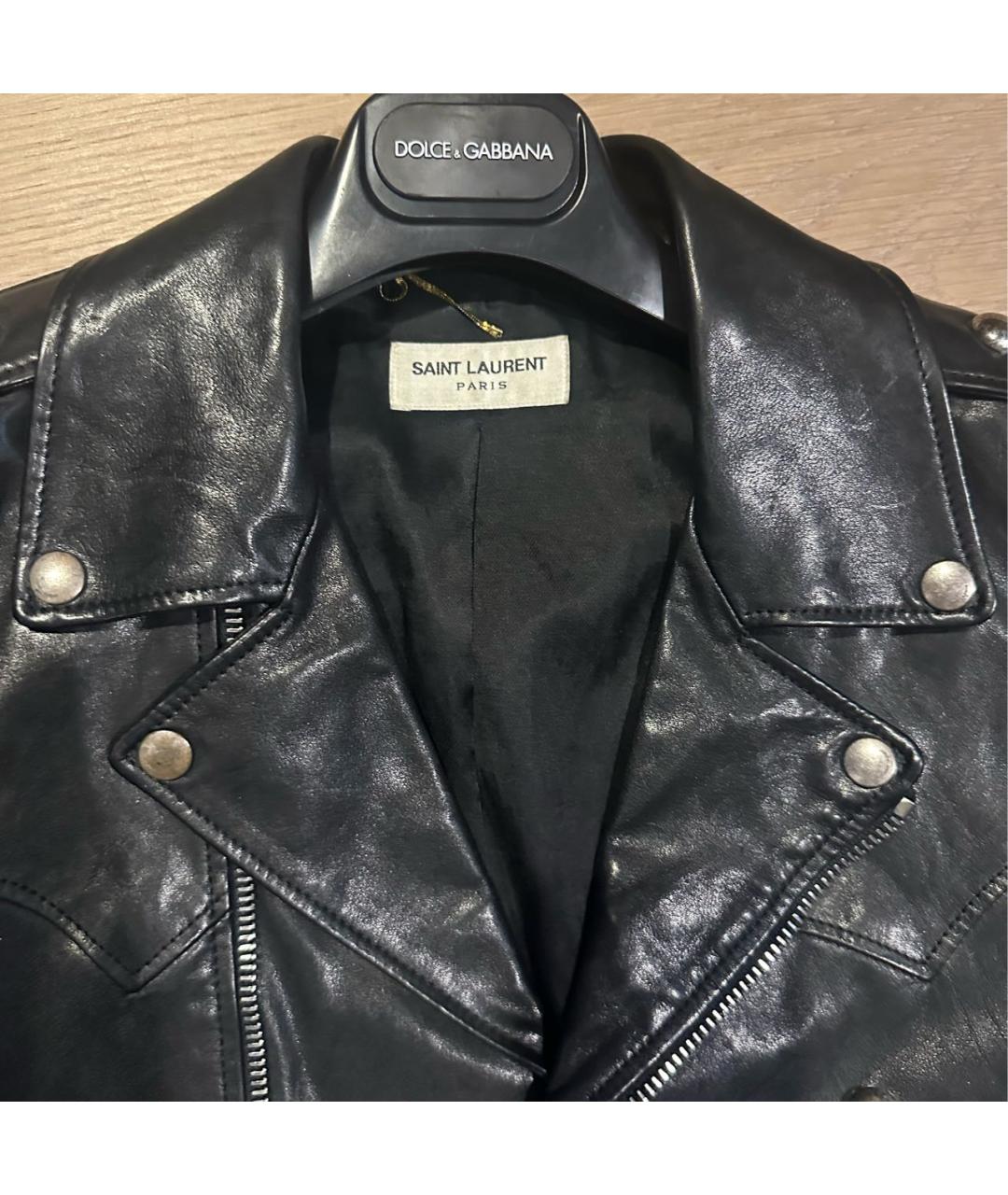 SAINT LAURENT Черная кожаная куртка, фото 3