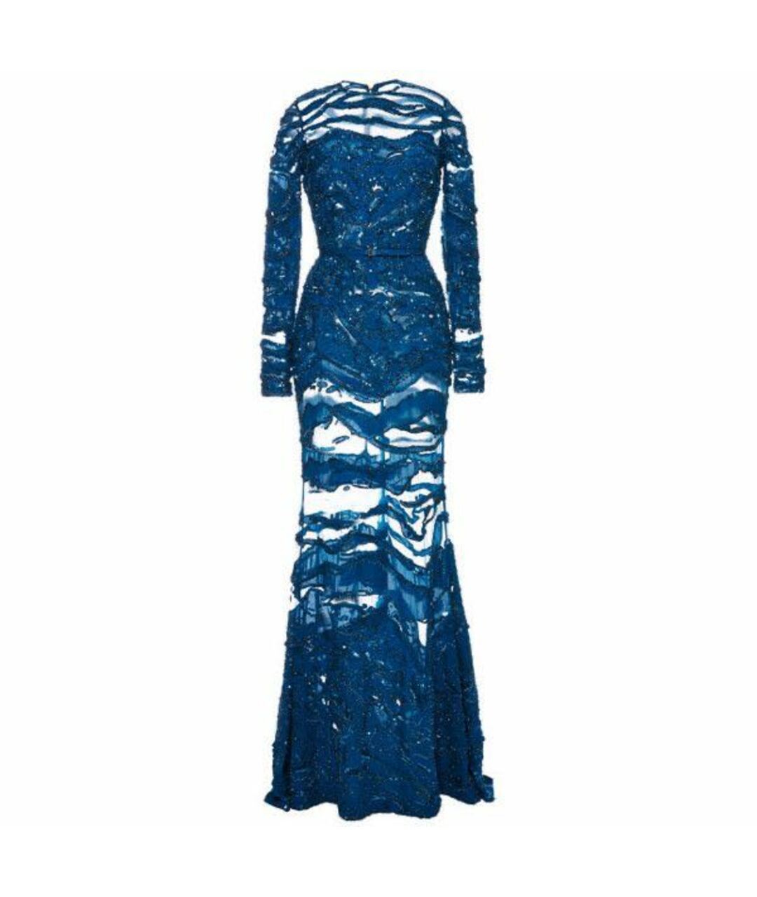 ELIE SAAB Синее кружевное вечернее платье, фото 1
