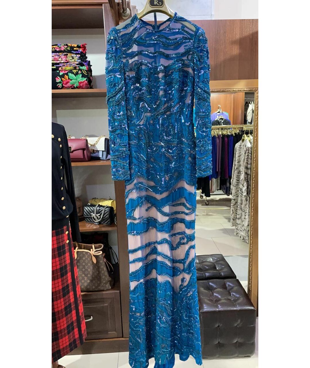 ELIE SAAB Синее кружевное вечернее платье, фото 2