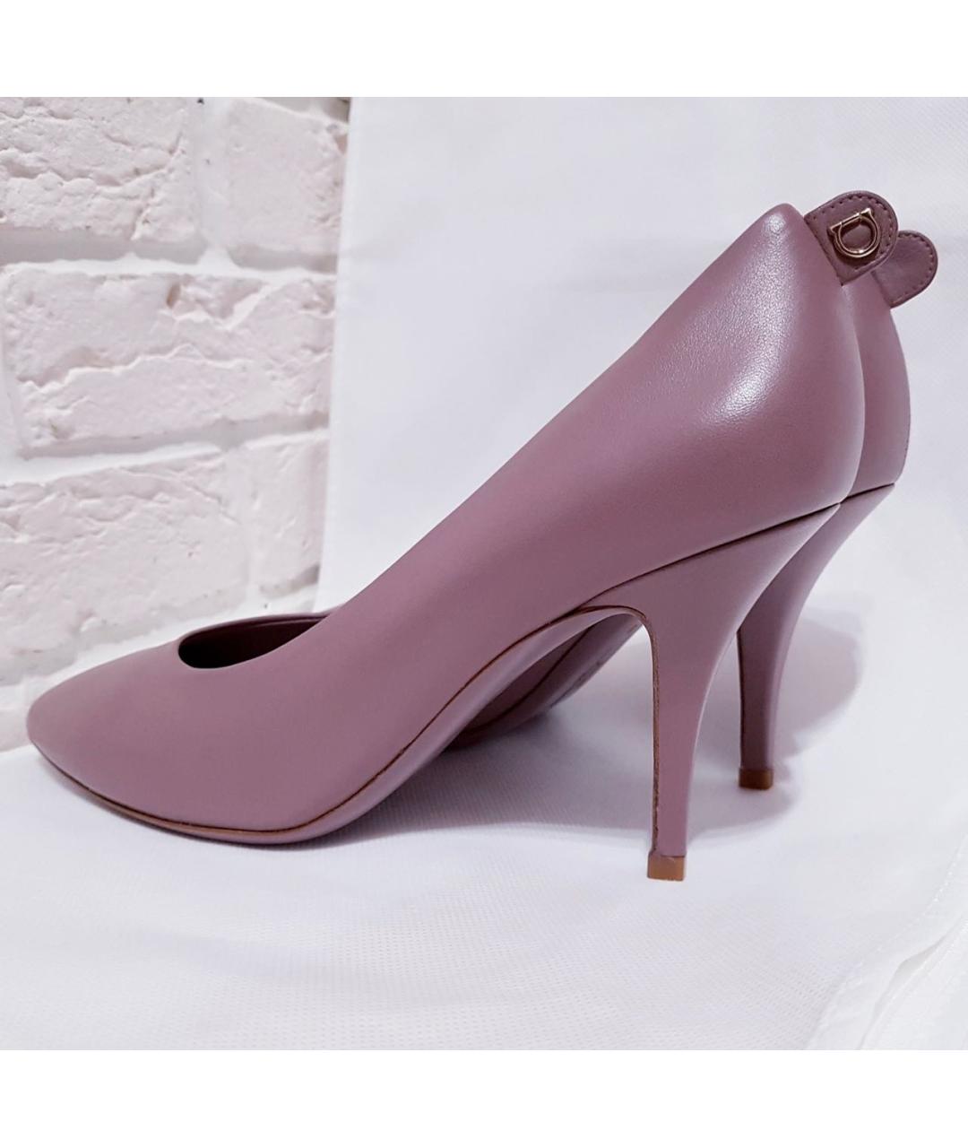 SALVATORE FERRAGAMO Фиолетовые кожаные туфли, фото 7