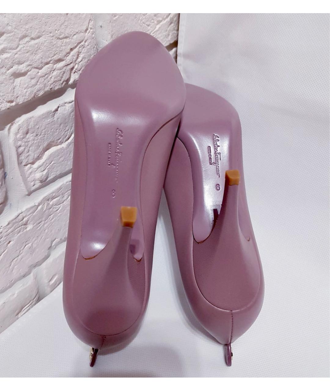 SALVATORE FERRAGAMO Фиолетовые кожаные туфли, фото 5