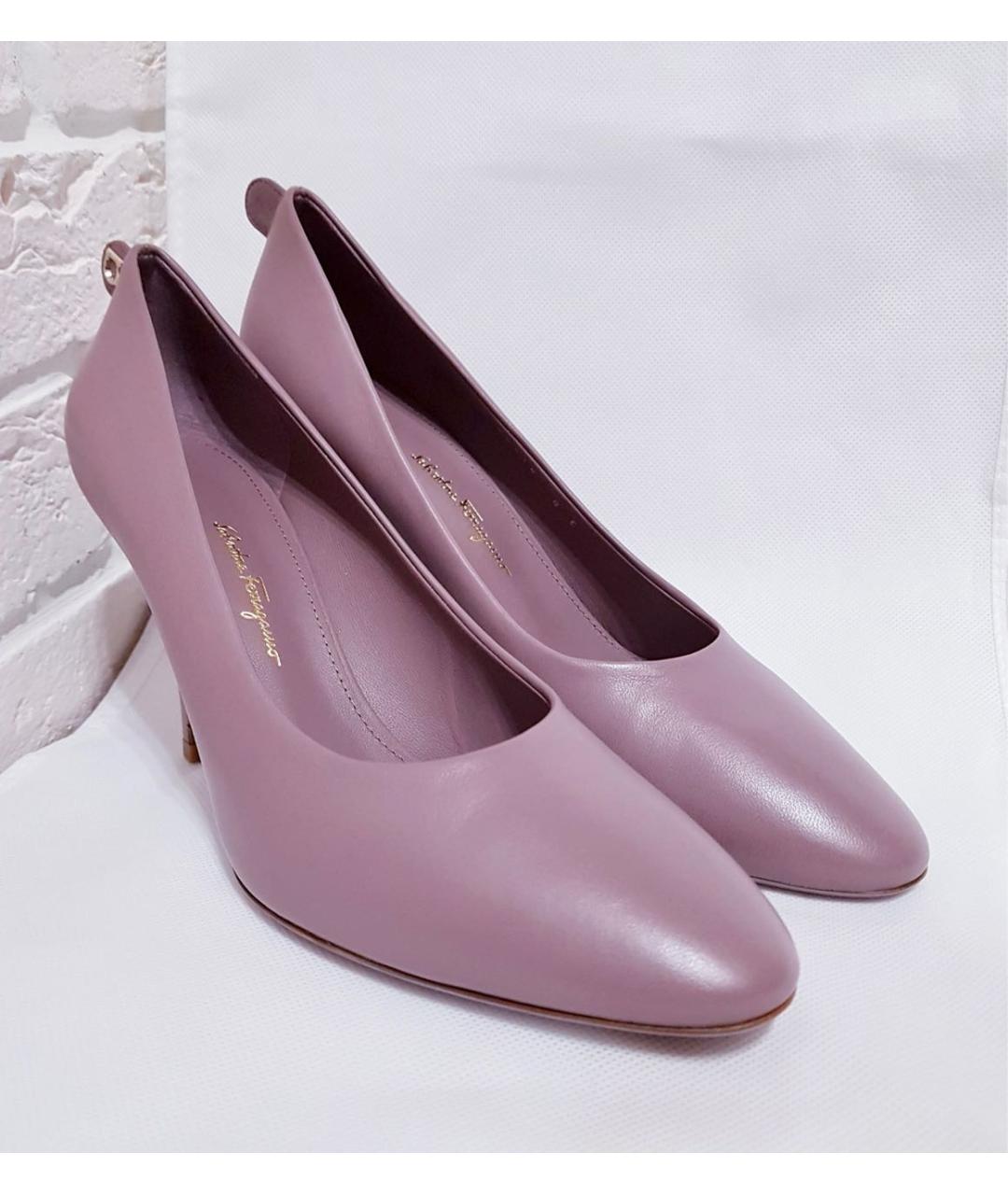 SALVATORE FERRAGAMO Фиолетовые кожаные туфли, фото 2
