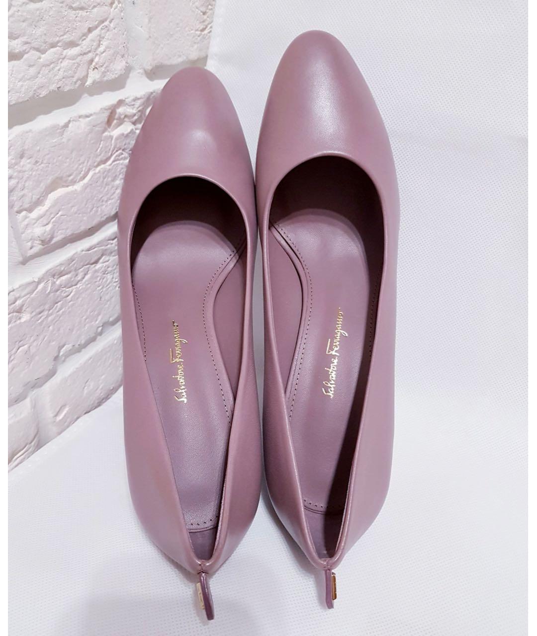 SALVATORE FERRAGAMO Фиолетовые кожаные туфли, фото 3