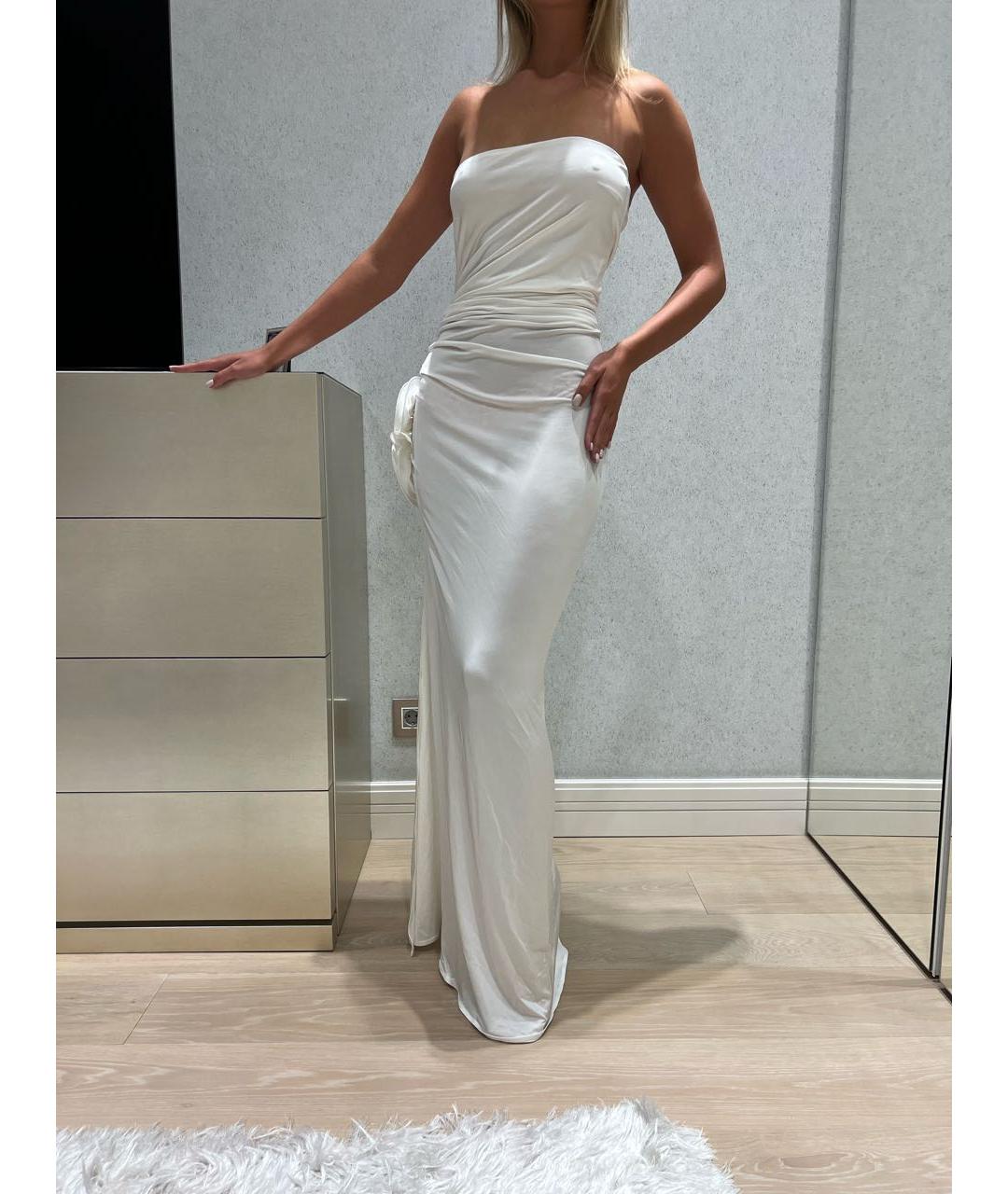 MAGDA BUTRYM Белое вискозное вечернее платье, фото 8