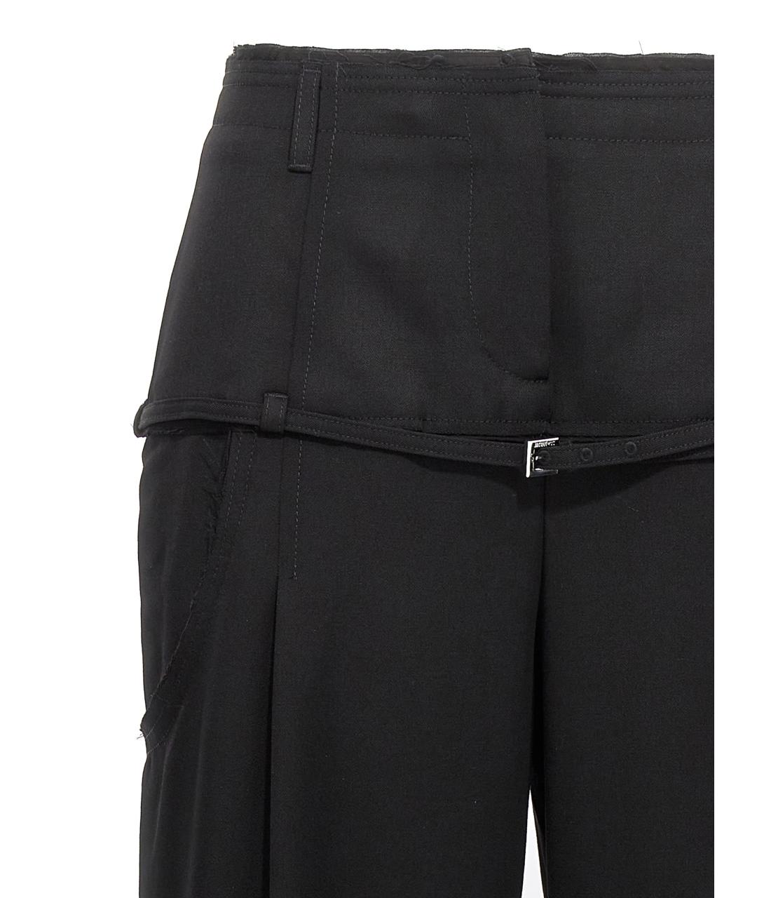 JACQUEMUS Черные шерстяные прямые брюки, фото 3