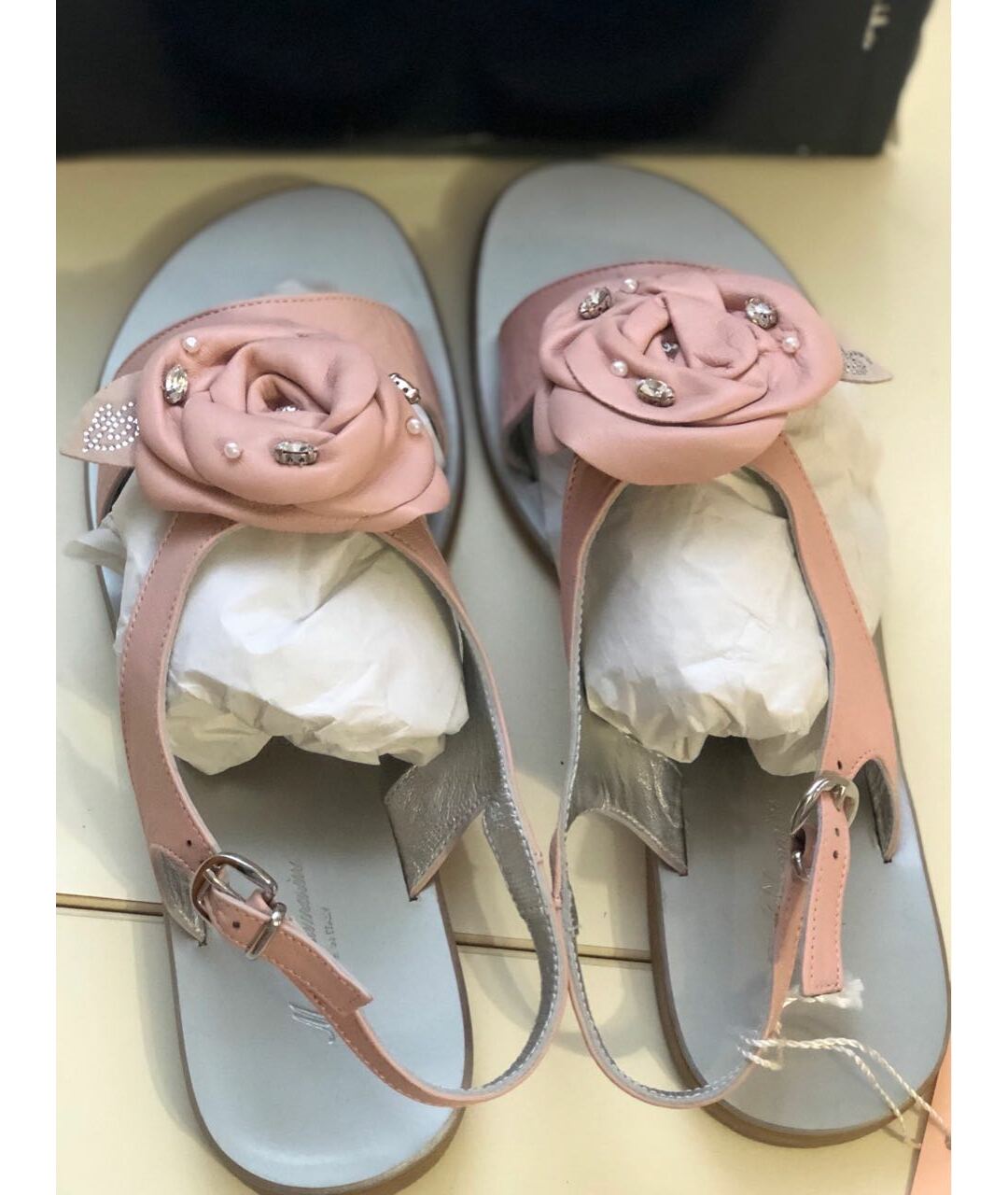 MISS BLUMARINE Розовые кожаные сандалии, фото 3