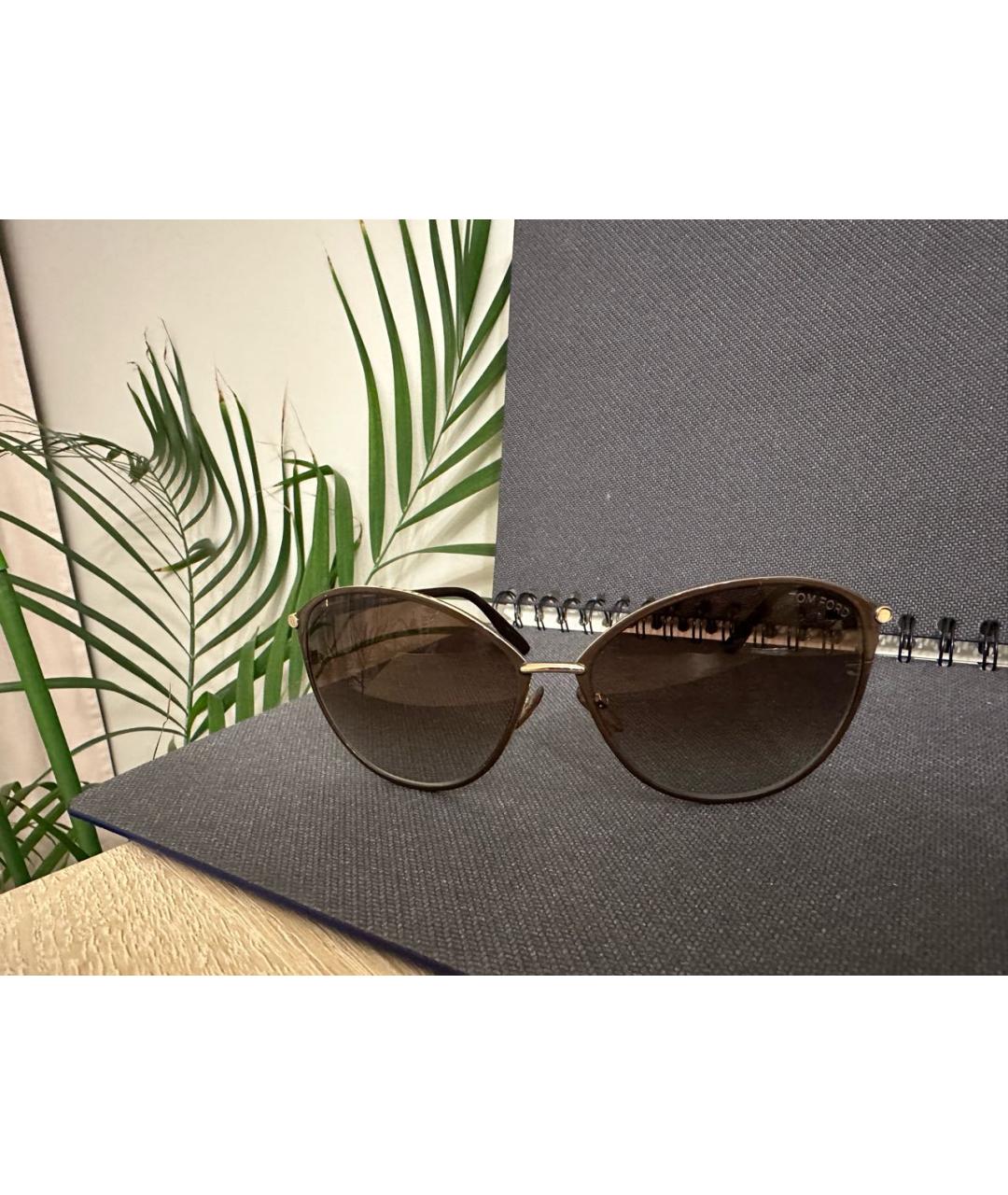 TOM FORD Коричневые металлические солнцезащитные очки, фото 3