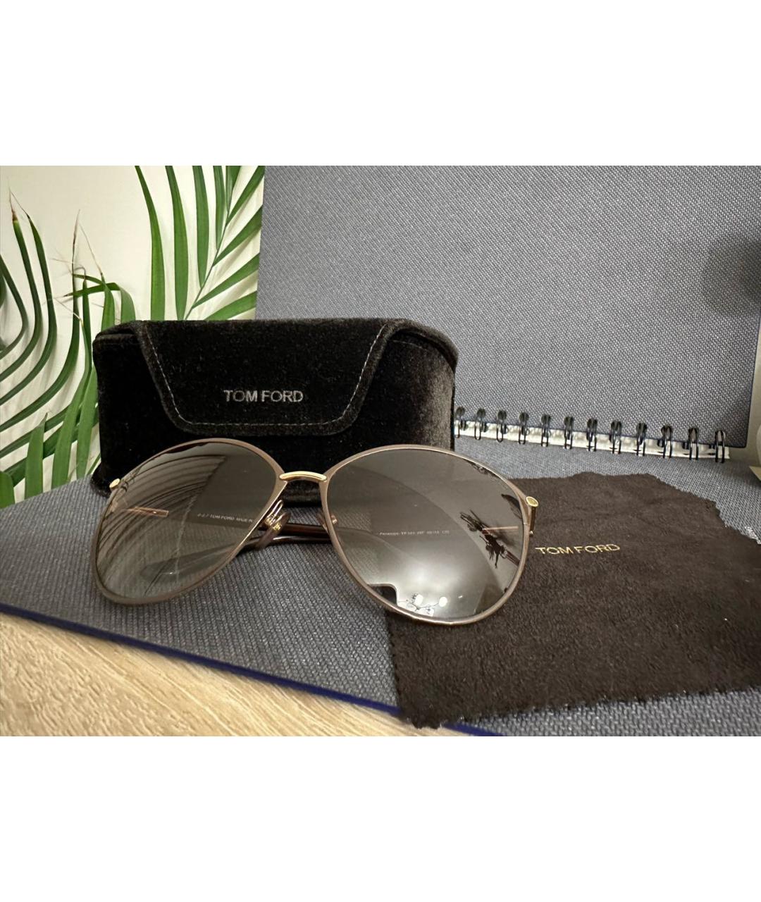 TOM FORD Коричневые металлические солнцезащитные очки, фото 4