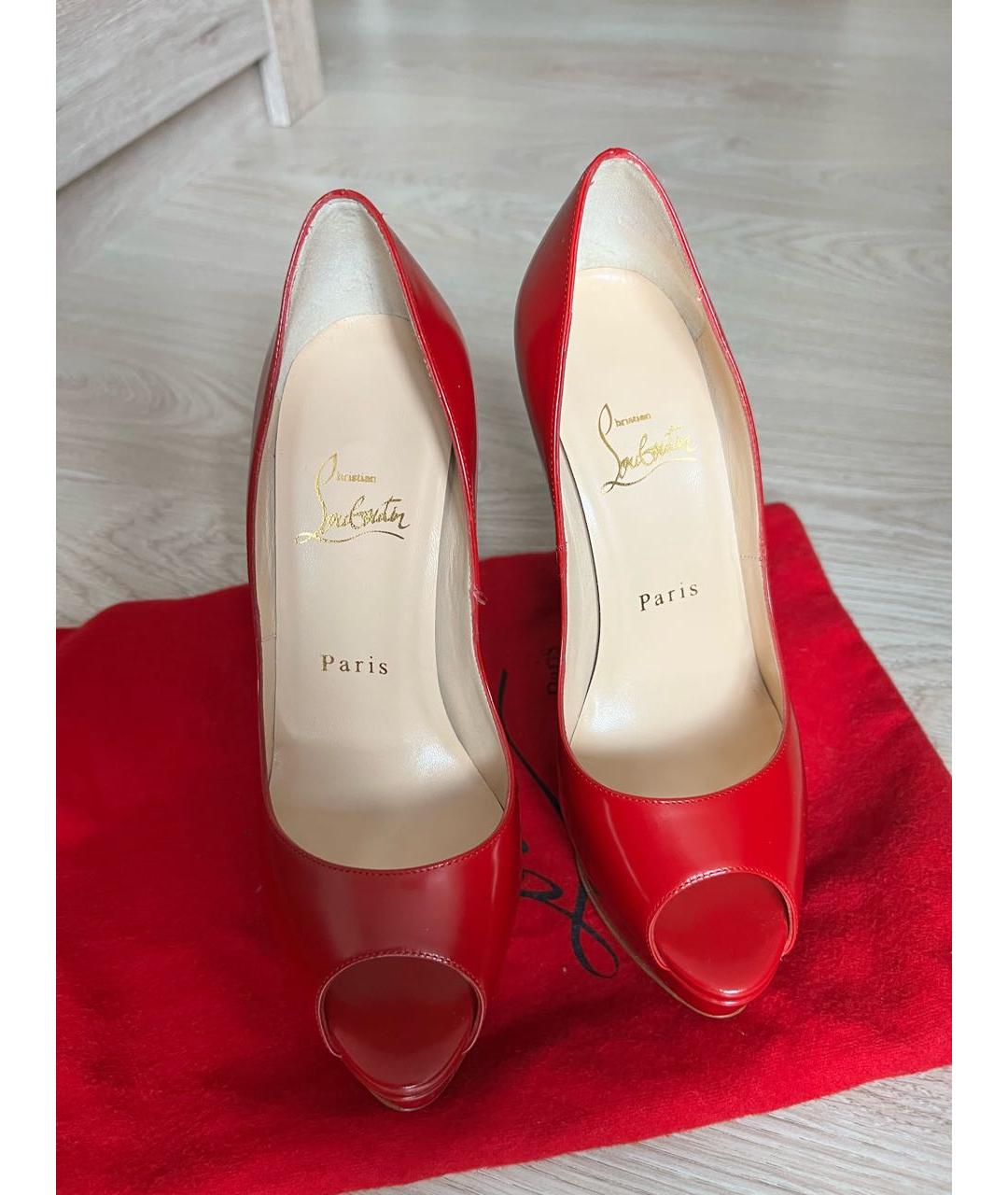 CHRISTIAN LOUBOUTIN Бордовые кожаные туфли, фото 8