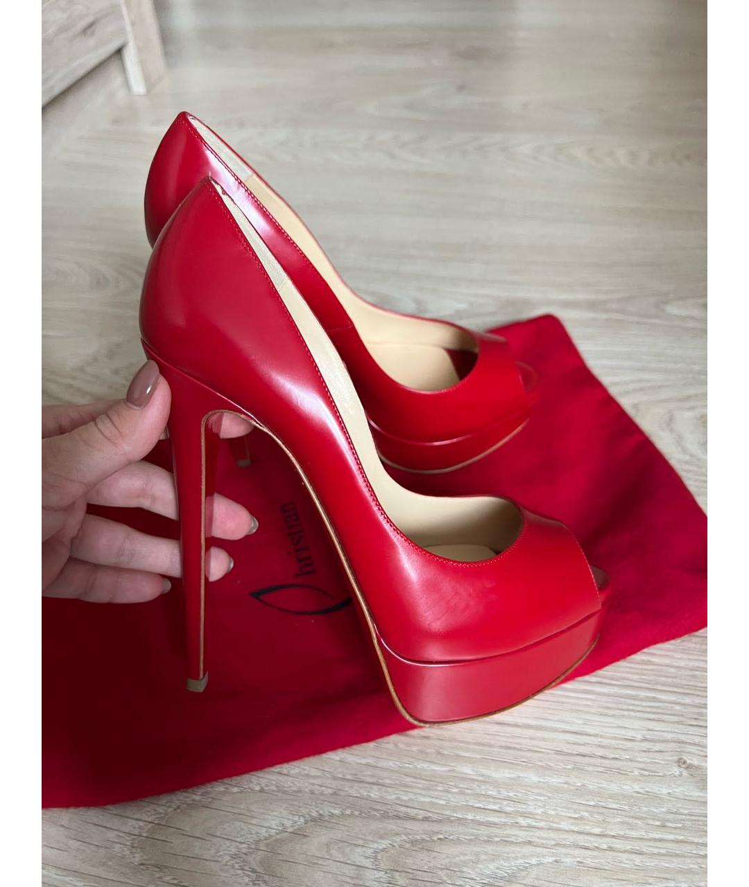 CHRISTIAN LOUBOUTIN Бордовые кожаные туфли, фото 3