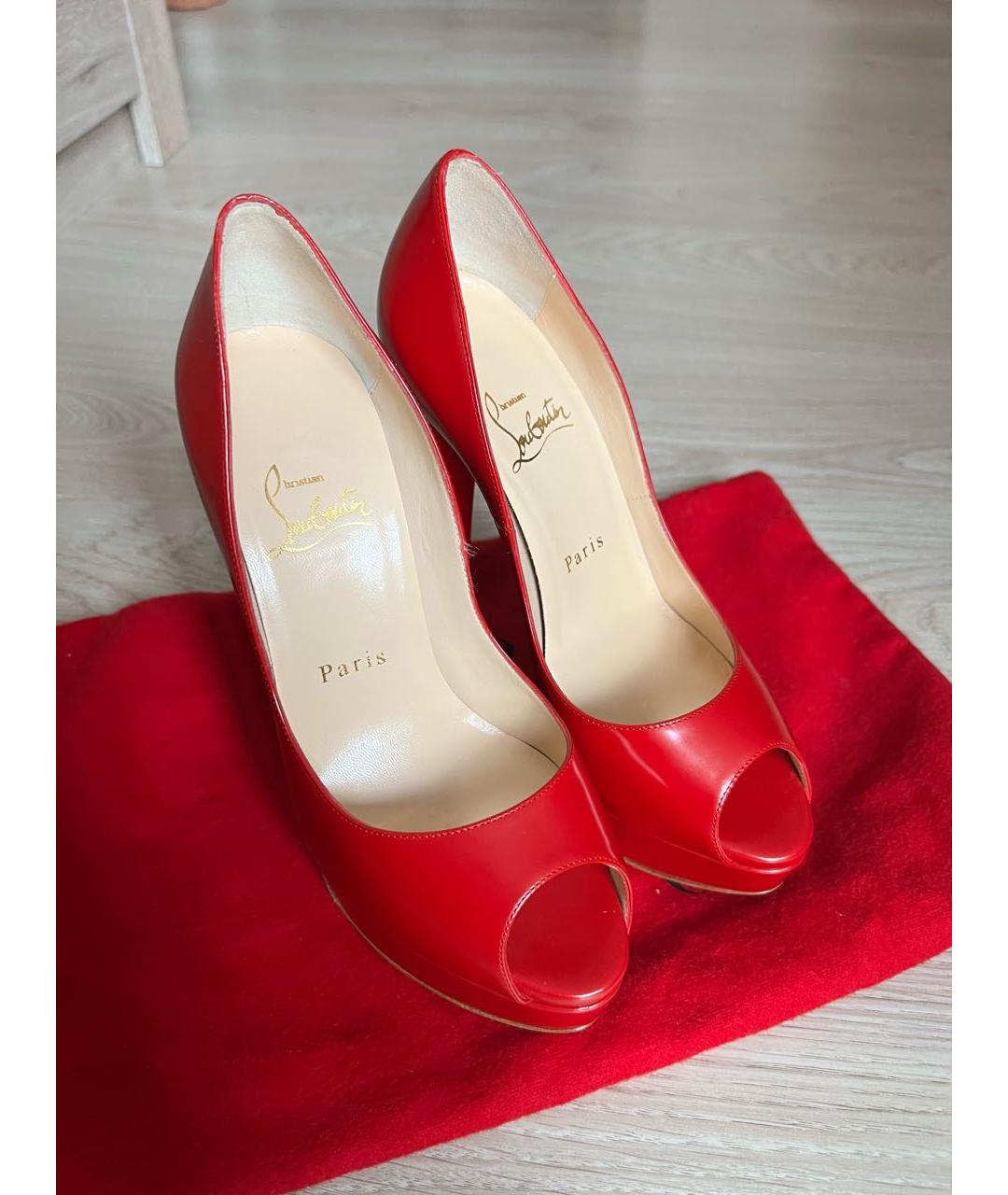 CHRISTIAN LOUBOUTIN Бордовые кожаные туфли, фото 4