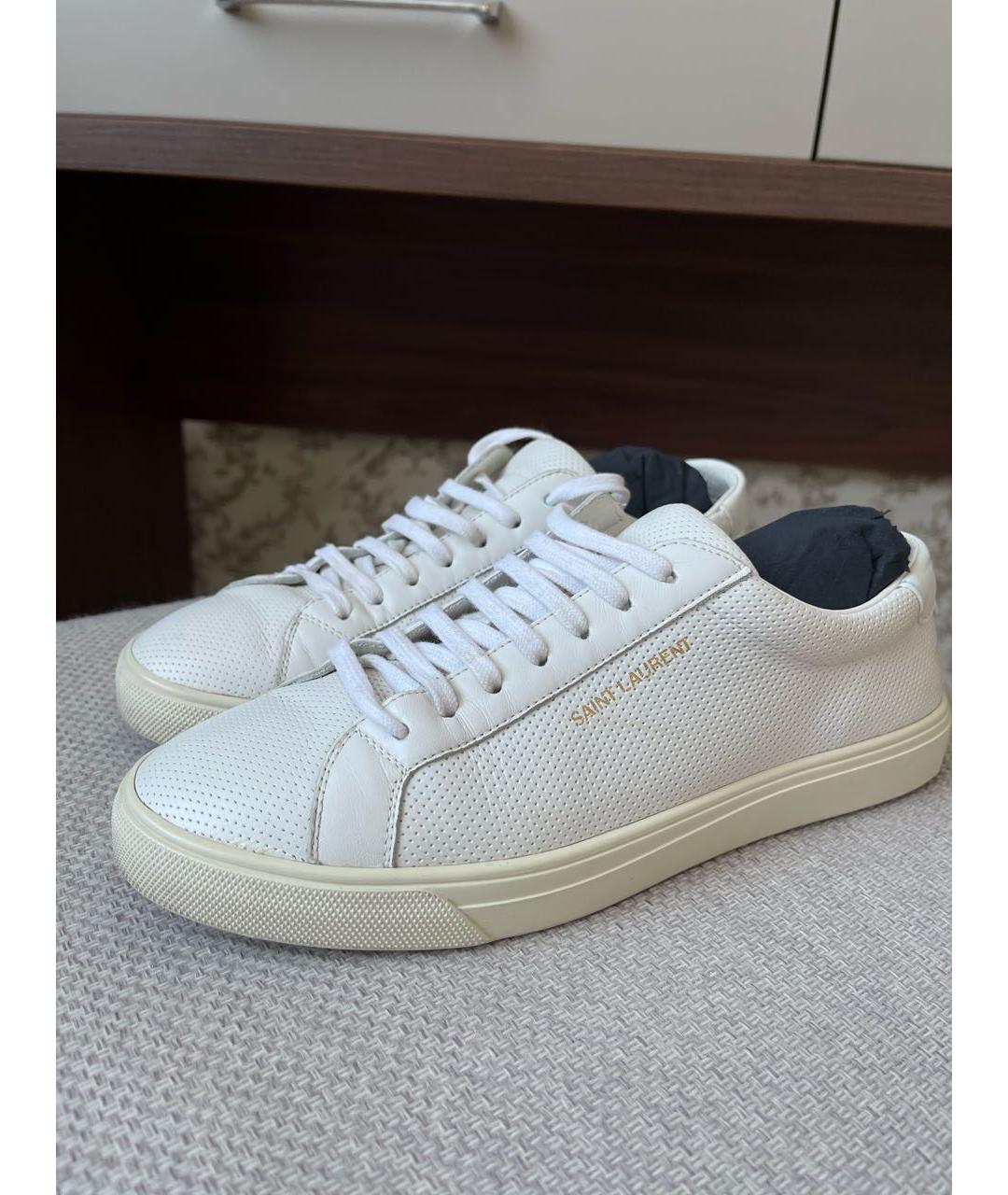 SAINT LAURENT Белые кожаные кеды, фото 2