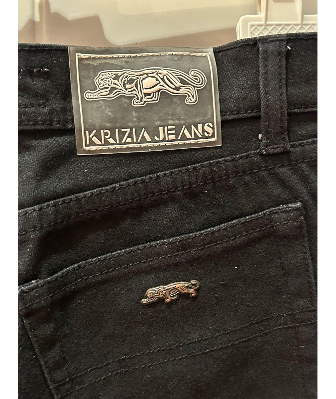 KRIZIA Черные хлопко-эластановые джинсы клеш, фото 5